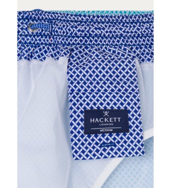 Hackett London Costume da bagno blu su misura a griglia
