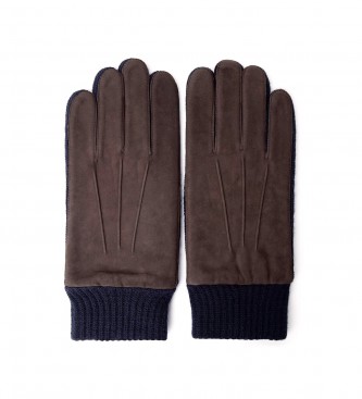 Hackett London Kensington Leather Gloves brown