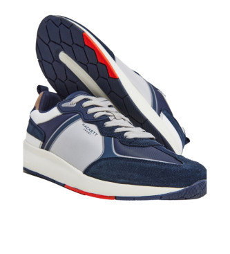 Hackett London Skórzane buty treningowe H-Runner Phil navy