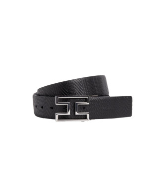 Hackett London Leather belt H Rev Stamped black