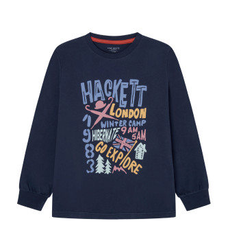 Hackett London Grafična majica mornarske barve