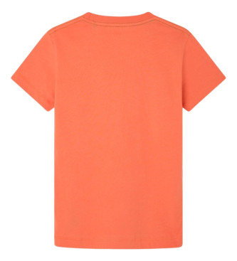 Hackett London T-shirt arancione con logo Hackett