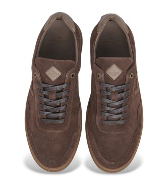 Hackett London Tnis Hackney castanhos em pele de veludo