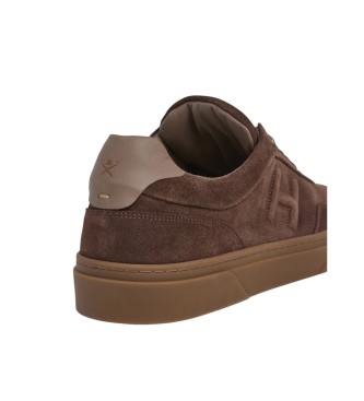 Hackett London Tnis Hackney castanhos em pele de veludo