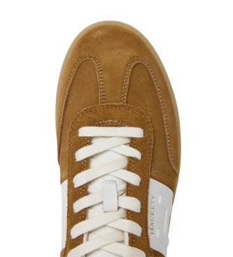 Hackett London Scarpe da ginnastica in pelle marrone Harper Heritage