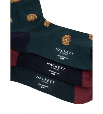 Hackett London Zestaw 3 par zielonych skarpet Harry