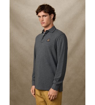 Hackett London Heritage Crest grijs poloshirt