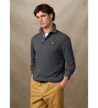 Hackett London Heritage Crest grijs poloshirt