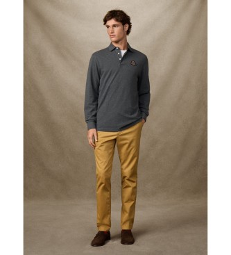 Hackett London Heritage Crest grijs poloshirt