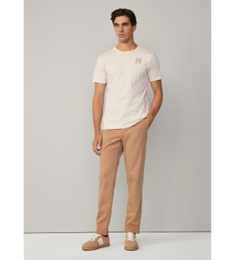 Hackett London T-shirt con logo classico bianco sporco
