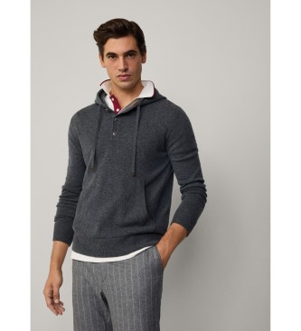 Hackett London Jersey Heritage en lana merina gris