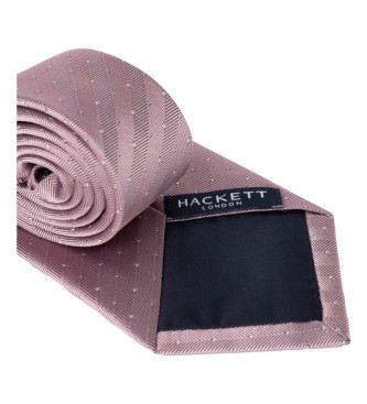 Hackett London Różowy krawat jedwabny Herr 2 Col Dot