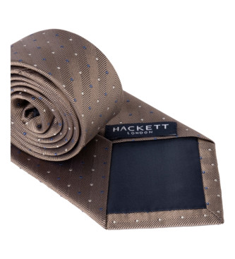 Hackett London Herr 2 Col Dot cravate en soie marron