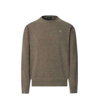 Hackett London Jersey beige con rifiniture a spina di pesce