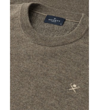 Hackett London Jersey beige con rifiniture a spina di pesce