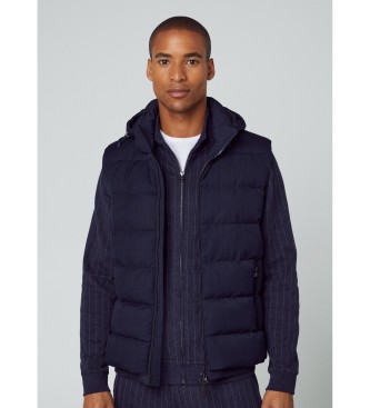 Hackett London Colete acolchoado com capuz azul-marinho