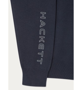 Hackett London Maglione con zip in maglia blu scuro Hs
