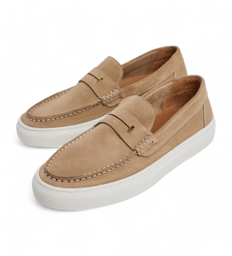 Hackett London Mocassins Icon Essence em pele bege