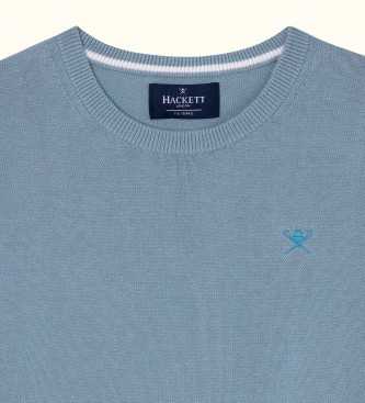 Hackett London Bawełniany sweter Crewneck niebieski