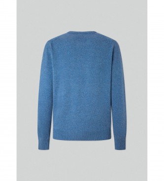 Hackett London Maglia girocollo in lana d'agnello blu