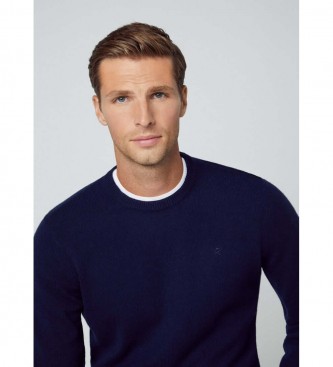 Hackett London Lammeuldssweater navy