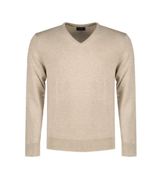 Hackett London Beżowy lniany sweter