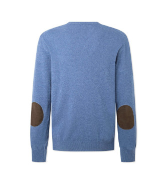 Hackett London Niebieski sweter Merino Cash
