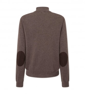 Hackett London Merino Cash Mix Sweater Brown zip