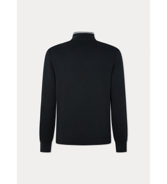 Hackett London Czarny sweter z zamkiem błyskawicznym