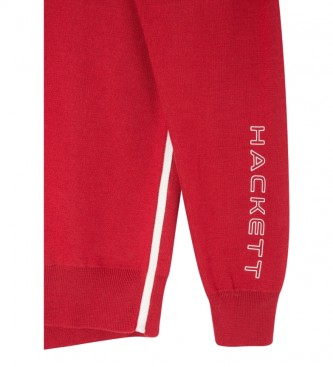 Hackett London Czerwony sweter z zamkiem błyskawicznym