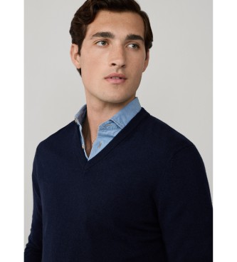 Hackett London Merino Sweater Mix navy