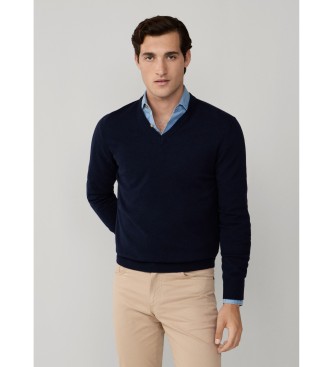 Hackett London Merino Sweater Mix navy