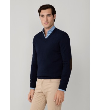 Hackett London Merino Sweater Mix navy