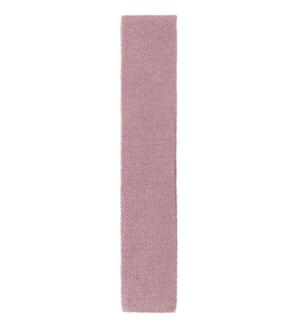 Hackett London Cravatta in seta marna lavorata a maglia rosa