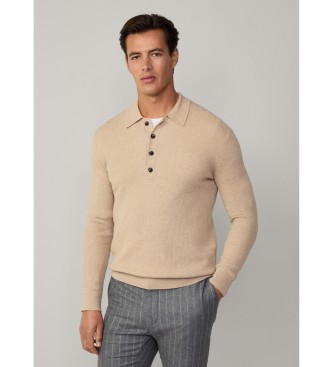 Hackett London Jersey canal de lana y algodn beige