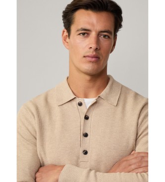 Hackett London Jersey canal de lana y algodn beige