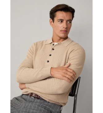 Hackett London Jersey canal de lana y algodn beige