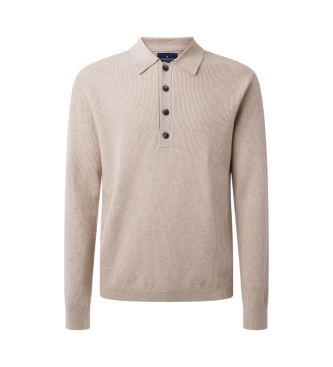 Hackett London Jersey canal de lana y algodn beige