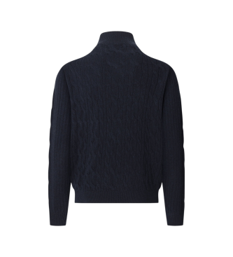 Hackett London Pullover Lambswool Cable Hzip navy