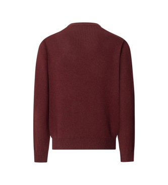 Hackett London Lambswool Crew Sweater maroon