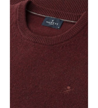 Hackett London Lambswool Crew Sweater maroon