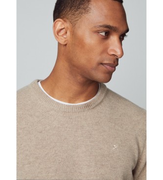 Hackett London Maglione in lana d'agnello marrone pietra