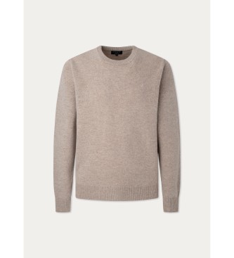 Hackett London Maglione in lana d'agnello marrone pietra