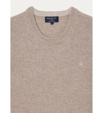 Hackett London Maglione in lana d'agnello marrone pietra