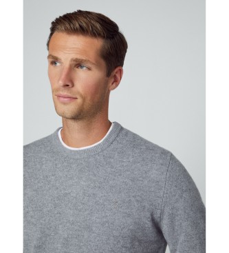 Hackett London Pull ras du cou en laine d'agneau gris