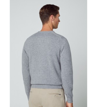 Hackett London Pull ras du cou en laine d'agneau gris