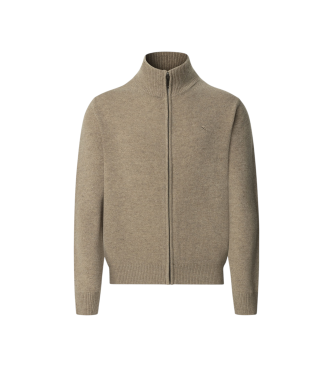 Hackett London Casaco bege com fecho de correr em l de borrego