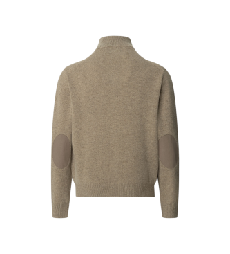 Hackett London Casaco bege com fecho de correr em l de borrego