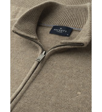 Hackett London Casaco bege com fecho de correr em l de borrego