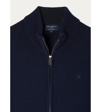 Hackett London Jumper i marinbl lammull Fzip